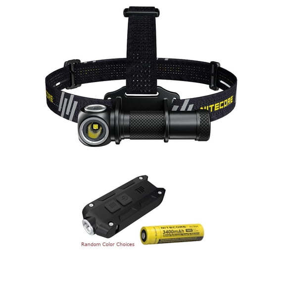 Value Bundle: Nitecore UT32 Dual Emitter Headlamp - (5700K, Cool White) - (3000K, Warm White) with 1x Nitecore NL1834 Battery and TIP Keychain Light(Random choice of colors)