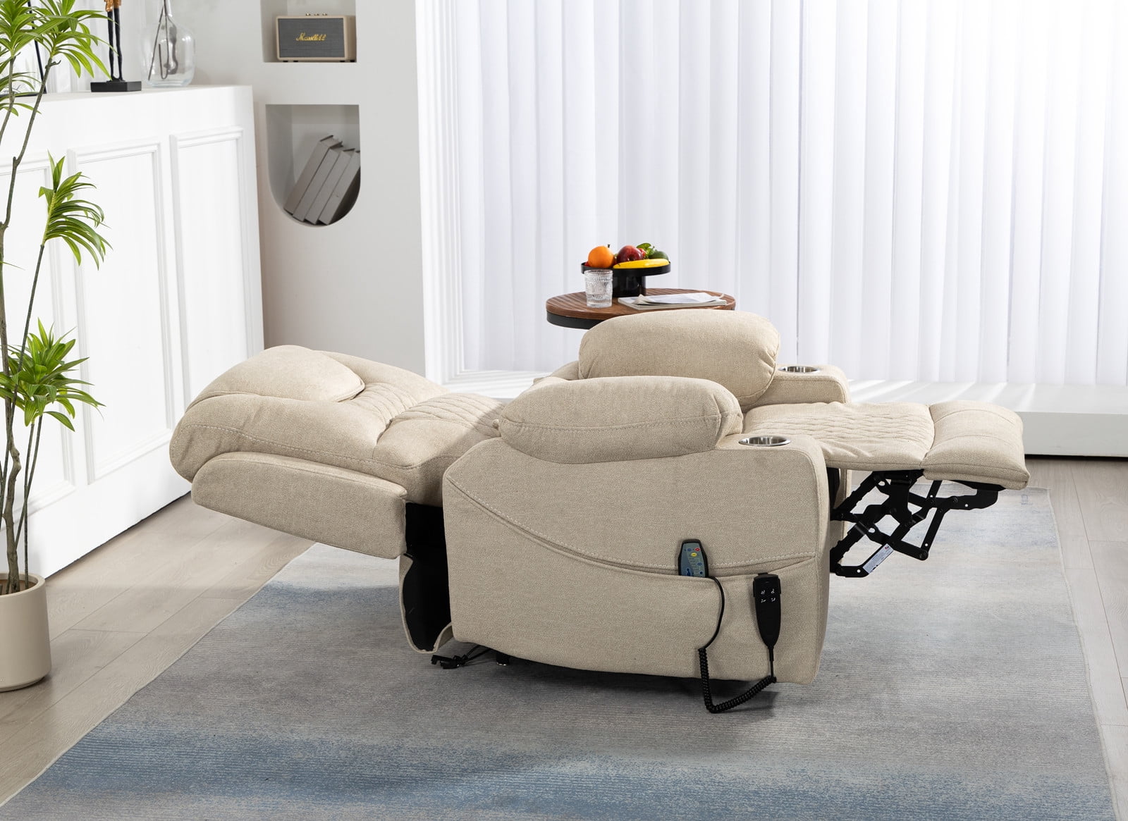 LITVZ 180 Degrees Lay Flat Lift Recliner Chair with Heat and Massage, Dual Motor Infinite Position Electric Power Lift Recliners for Elderly, Big Man Up to 400 LBS, Seniors