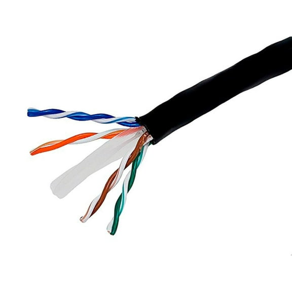 Monoprice Cat6 1000ft Black CMR UL Bulk Cable, Solid, UTP, 23AWG, 550MHz, Pure Bare Copper, Reelex II Pull Box, No Logo,