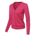 thumbnail image 3 of FashionOutfit Women's Basic Solid V-Neck Button Closure Long Sleeves Sweater Cardigan, 3 of 6