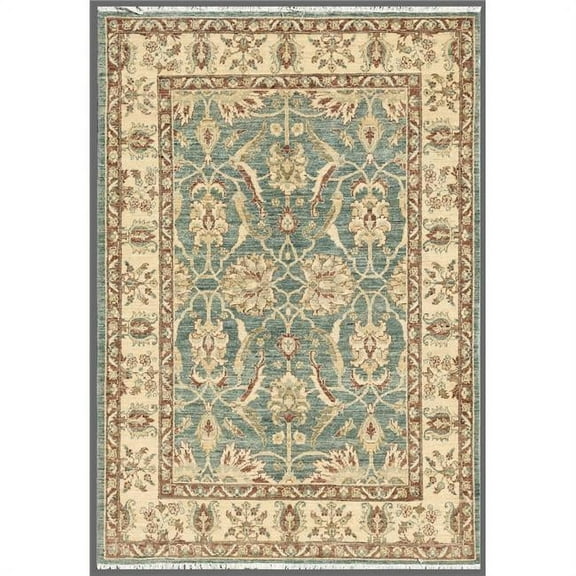 Pasargad Home  Denver Hand-Knotted L. Blue Lamb's Wool Area Rug- 4 ft.11 in. X 7 ft. 2 in.