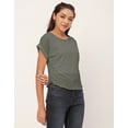 thumbnail image 3 of Moomaya Solid Color Basic Tops For Women, Short Sleeve Round Neck Crepe Tops, 3 of 8