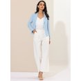 thumbnail image 3 of INSPIRE CHIC Chaqueta abierta de la chaqueta del traje de la cosecha del trabajo de la oficina del frente de las mujeres Azul cielo-Sólido L, 3 of 6