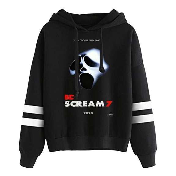 Scream 7 Inspired Graphic Merch Hoodie – Unisex Pocketless Pullover Sweatshirt, Casual Streetwear Top for Movie Fans