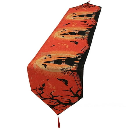 

Tablecloth Santa Tree Printed Table Runner Cover Rectangular Cloth For Halloween Party Holiday Winter Home Decor 33*183CM