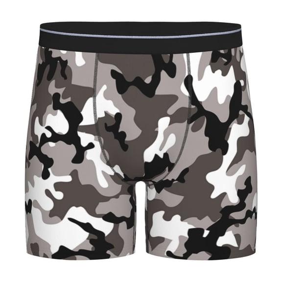 Men Boxer Briefs Fly Gray Camouflage Funny Cool Underwear For Men