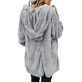 thumbnail image 4 of Femmes Cardigan à Capuche Veste en Molleton Ouvert Hiver avec Poches, Gris, S, 4 of 4