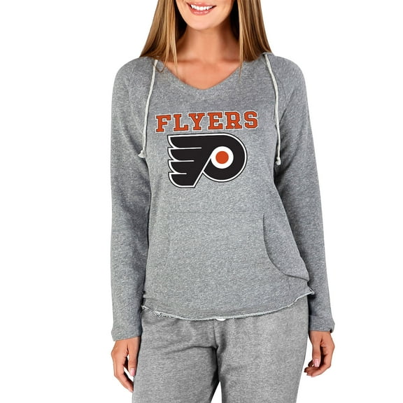 Women's Concepts Sport Gray Philadelphia Flyers Mainstream Terry Tri-Blend Long Sleeve Hooded Top