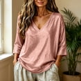thumbnail image 3 of YuXingFu Women's Tops, Tees & Blouses V-Neck Pleated Ruffle Hem for Casual Pink S, 3 of 9