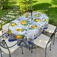 thumbnail image 2 of Blue Outdoor Tablecloth with Umbrella Hole for Oval Table, Waterproof Lemon Patio Table Cloth with Zipper - 60 x 102 inches, 2 of 6
