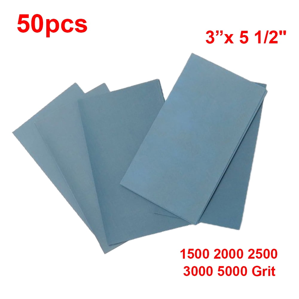 1500 2000 2500 3000 5000 Grit Sandpaper Wet/Dry 3"x 5 1/2 50pcs For