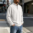 thumbnail image 6 of Long Sleeve Henley Shirts For Men Casual Button Down Shirt Golf Pullover V Neck Stand Collar Fashion Fall Sweatshirt Light Gray 3XL, 6 of 6