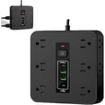 thumbnail image 1 of 16 in 1 Power Strip Surge Protector, 16-in-1 Power Strip with Switch & Surge Protection, 16 in 1 Surge Protector, 16 Ac Outlets, 3 USB & 2 Type-C Ports, Time Display for Home,Office (Black), 1 of 6
