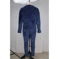 thumbnail image 3 of APEXFWDT Men’s Flannel Pajama Set Round Neck Long Sleeve Pullover & Elastic Waist Long Pants Winter Sleepwear,M,Blue, 3 of 5