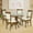 Medium Brown (Beige Cushion), variant on Wooden 5 Piece Dining Table Set, 4 Classic Style Solid Wood Ronda Upholstered Chairs w Rolf Round Dining Table, Kitchen Set for four, Living Room Set, Medium Brown Color
