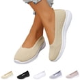 thumbnail image 3 of Women's Breathable Knit Slip-On Walking Shoes, 2026 Orthopedic Mesh Mules Sneakers, Summer Fashion Casual Backless Sneakers, Lightweight Non Slip Tennis Loafers,Beige,40, 3 of 9