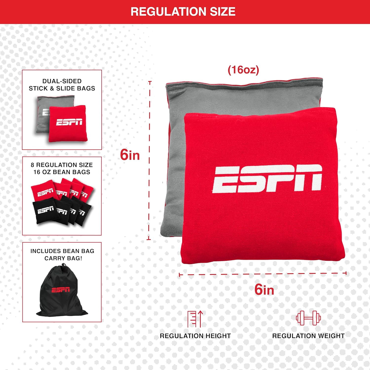 ESPN Cornhole Board Set, 2 x 4 Feet Wood Cornhole Boards with 8 Cornhole Bags and Travel Case