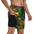 thumbnail image 3 of Haiem Mardi Gras7 Mens Swim Trunks with Compression Liner 2 in 1 Swimming Shorts Stretch Swimwear Quick Dry,Board Shorts-Small, 3 of 9