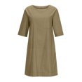 thumbnail image 4 of PATLOLLAV Womens Dresses,Women Fashion Crewneck Loose Half Sleeve Solid Knee-Length Dress, 4 of 6