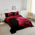 thumbnail image 3 of Ensemble de Literie Mignon Chat Noir pour Filles, Ensemble de Literie Romantique Rose Rouge pour Adolescentes Femmes, Ensemble de Literie Imprimé Floral mYSTérieux Rose, Ensemble de Lit Chat Noir 3d, Réversible, 3 of 7
