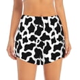 thumbnail image 2 of Rateoe Cow Print Black White Printed 2 in 1 Women's Workout Shorts for Athletic Gym Running Shorts with Phone Pockets-XX-Large, 2 of 7