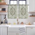 thumbnail image 2 of Sage Green Boho Kitchen Curtains Window Panels, Vintage Abstract Art Ethnic Tribe Insulated Window Treatment Curtain, Grommet Curtains for Bedroom/Living Room/Bathroom, 2 Piece 52"Wx45"L, 2 of 8