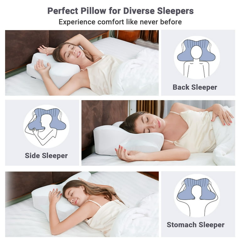 DONAMA Orthopedic Pillow for Neck Pain Relief,Cervical Travel  Pillow,Contour Memory Foam Pillow,Ergonomic Pillows for Side Back&Stomach  Sleepers with