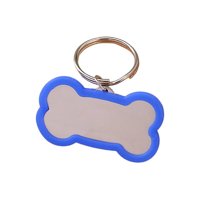 Klonfd Stainless Steel Engraved Glitter Bone Shape ID Double Custom Text Lightweight Cat Name