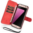 thumbnail image 6 of PU Leather Case for Samsung Galaxy S7 Edge, Vintage Retro Premium Wallet Flip Cover TPU Inner Shell [Card Slots] [Magnetic Closure] Stand Function Folio Shockproof Full Protection - Red, 6 of 16