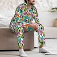 thumbnail image 7 of Naloa Watercolor Flowers Men’s Pajamas Set - Long Sleeve Button Down Sleep Shirt and Pajama Bottoms Sleepwear Set-Large, 7 of 7