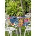 thumbnail image 2 of Easter Bunny Outdoor Tablecloth - 54 Inch Round Dining Table Cover, Colorful Eggs Spring Tulips Flower Green Waterproof Outdoor Table Cloth with Umbrella Hole & Zipper for Picnic/Patio/Party, 2 of 7