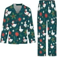 thumbnail image 4 of Top-kevin Women Long Sleeve Pajama Set Comfy Pjs Sets Duck Bow Red Hat 2 Piece Lounge Set, 4 of 12