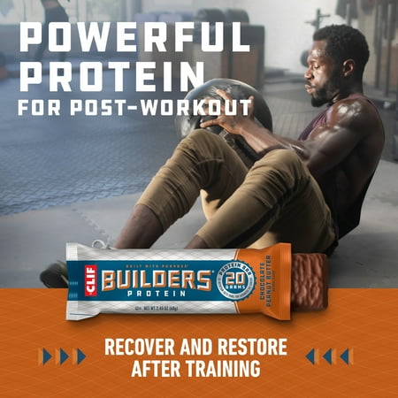 CLIF BUILDERS Protein Bars, Chocolate Peanut Butter Flavor, Gluten Free Bars, 12ct