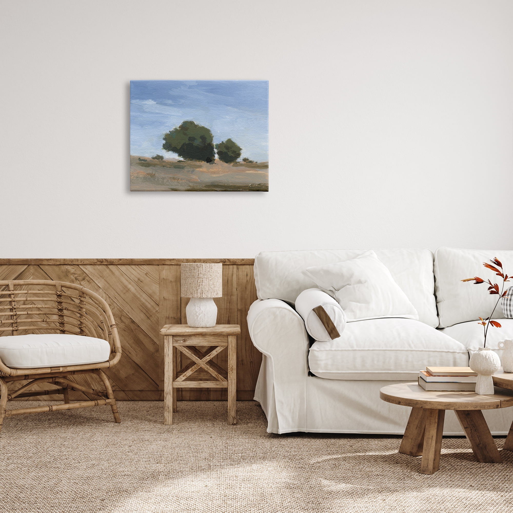 Stupell Industries Blue Sky Landscape Nature Painting Gallery Wrapped Canvas Print Wall Art, 30 x 24