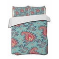 thumbnail image 2 of Red Teal Boho Botanical Queen Size Down Alternative Comforter,Lightweight Comforter Quilt Bedding Set with Pillow Shams Southwestern Retro Ethnic Tribal All Seasons Bed Comforter Duvet Insert 90"x96", 2 of 7