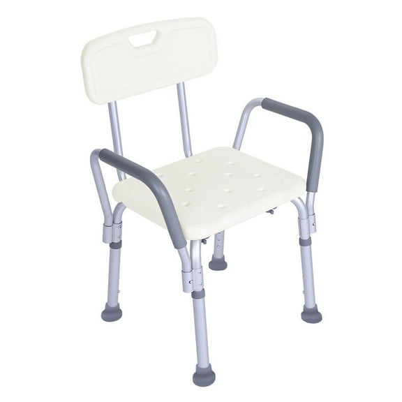 FCH Medical Tool-Free Assembly Spa Bath Shower Chair, Adjustable Shower Bench with Arms White