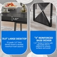 thumbnail image 5 of Dextrus 70" Dining Table for 6-8 People, Large Rectangular Wood Kitchen Table Farmhouse Dinner Table with Metal Legs for Dining Room, Kitchen, Gray & Black, 5 of 10