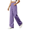 thumbnail image 3 of Straight Leg Pants for Women - High Waist Relax Fis Trousers with Pockets - Elastic Waist Comfy Casual Walking Bottoms, 3 of 7