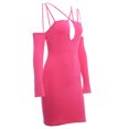 thumbnail image 2 of SAYOO Vestido ajustado de manga larga para mujer, correa de espagueti ahuecada Color sólido Cremallera trasera Fiesta de noche Club Boda de una sola pieza SAYOO S M L, 2 of 9