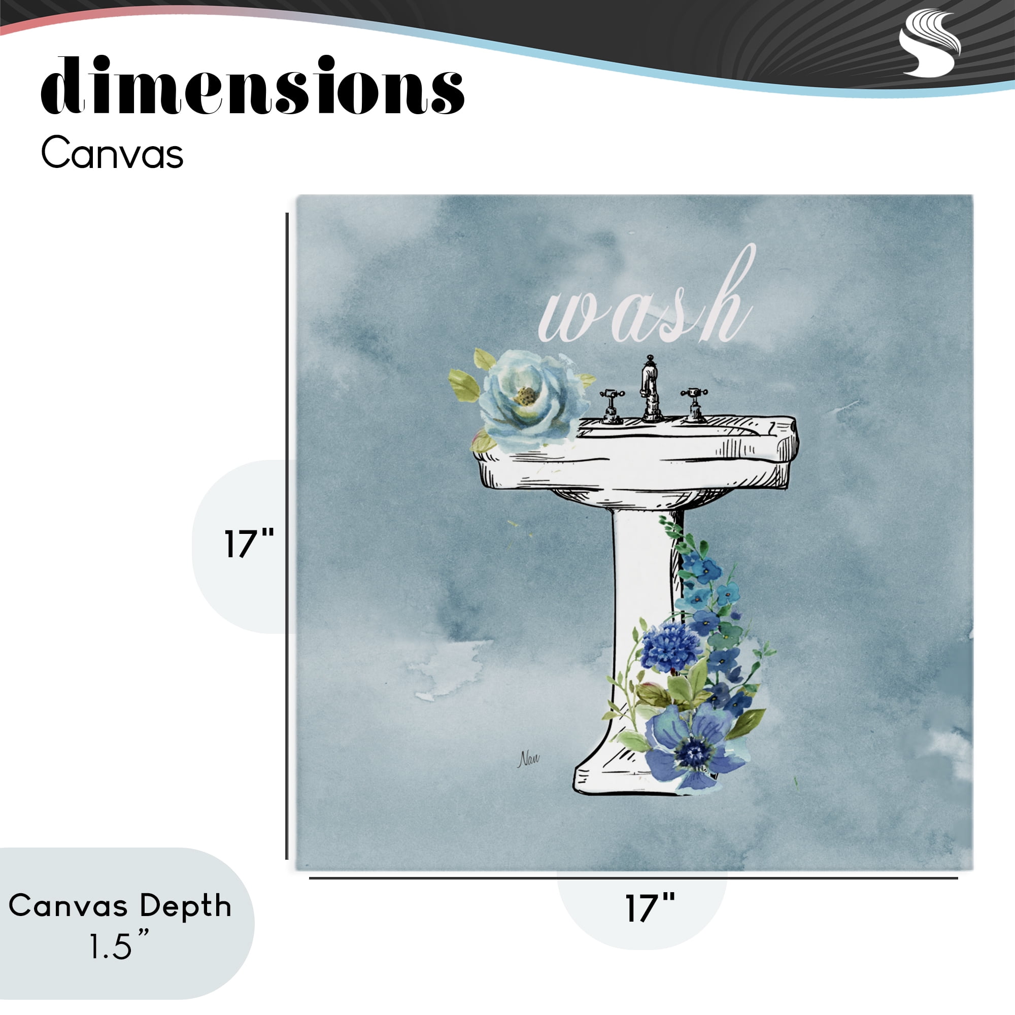 Stupell Industries Floral Bathroom Rules Wash Canvas Wall Art, design by Nan