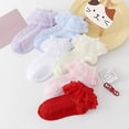 thumbnail image 4 of Whouriu Infant Girls Lace Ruffle Socks Soft Polyester Mesh Breathable Summer Casual Dress Socks, 4 of 4