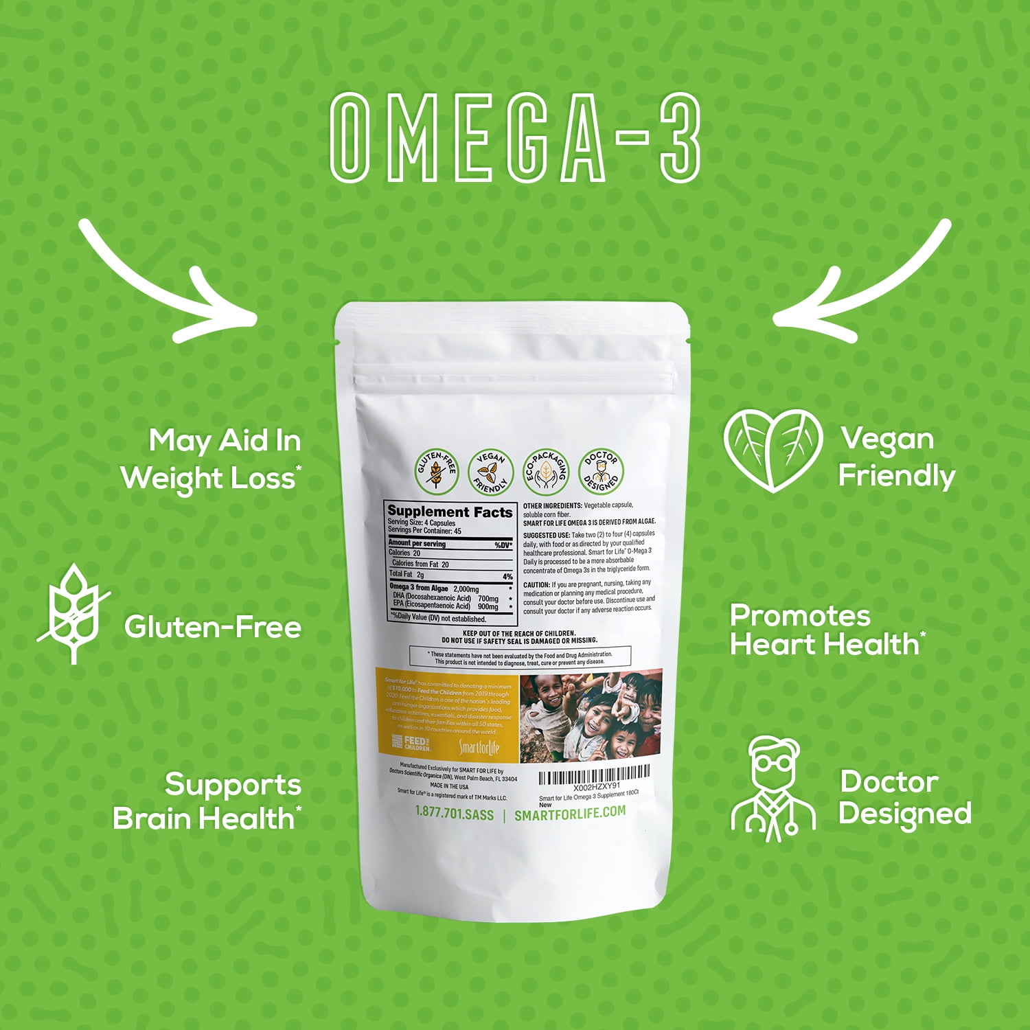 Smart for Life Plant Based O-mega3 180 Ct