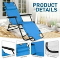 thumbnail image 2 of Ktaxon Adjustable 2-in-1 Folding Chaise Lounge Chair - Versatile Tanning Recliner with Removable Pillow for Indoor & Outdoor Use, Blue, 2 of 5