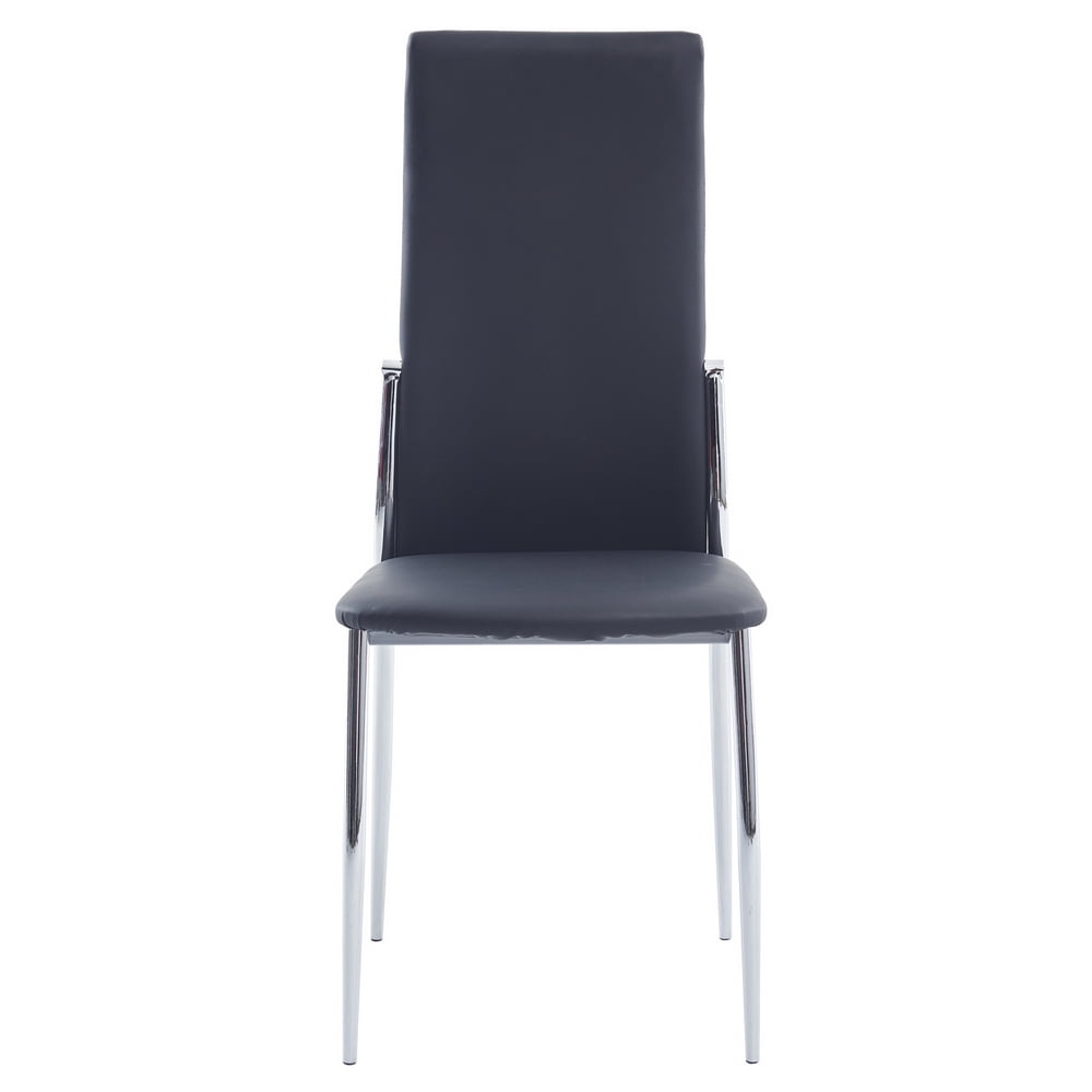 Kepooman 4 Pcs Modern PU Leather Dining Chairs with Padded Seat & High Back, Black Kepooman 4 Pcs Modern PU Leather Dining Chairs with Padded Seat & High Back, Black