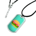thumbnail image 2 of Simple Summer Hamburger Military Dog Tag Pendant Necklace with Cord, 2 of 4