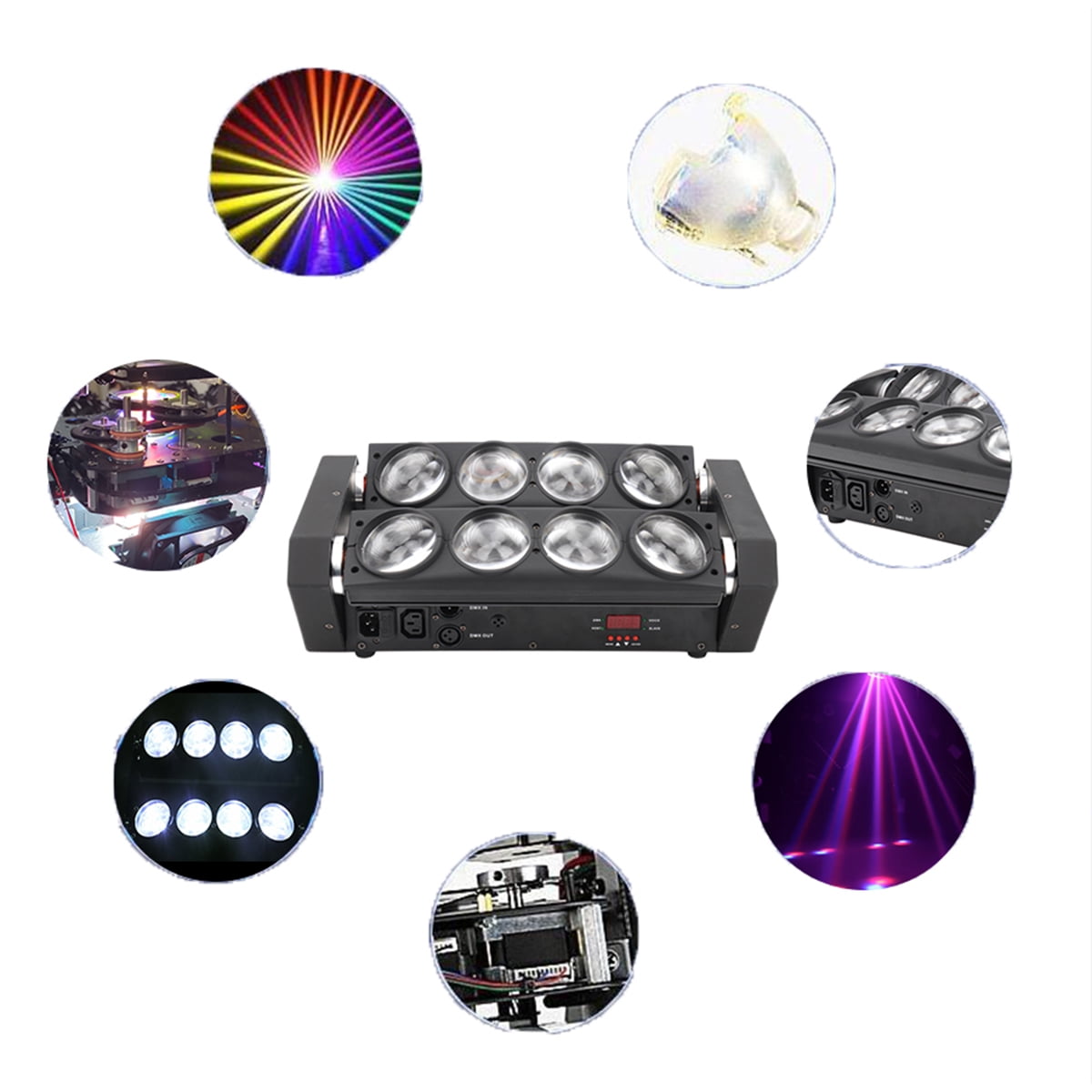 2Pcs LED 8x10W RGBW Moving Head Light, LED Spider Beam Stage Lighting, DMX 512 Spider Light for DJ Nightclub Party
