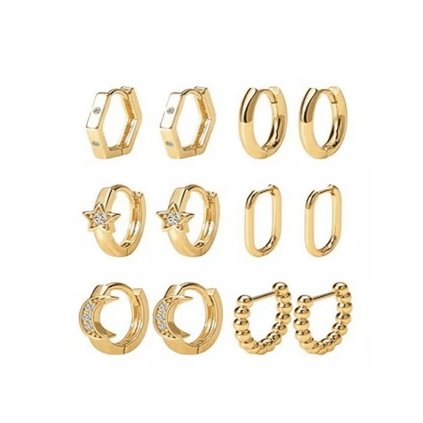 Aretes De Laminado Oro 14k Mujer Arracadas Huggies Moda