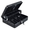 thumbnail image 2 of Caja de efectivo xilada con bandeja para dinero y cerradura con llave, color negro, 2 of 9