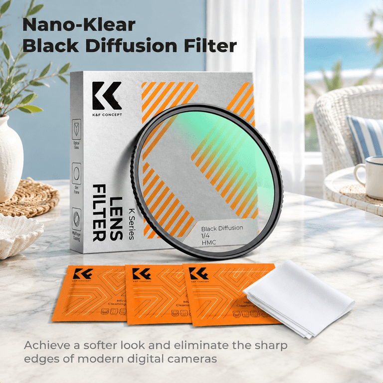37mm Black Diffusion 1/4 Filter Cinematic Mist Effect for Camera Lenses ...