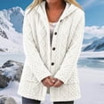 thumbnail image 2 of Feancey Winter Sherpa Coats for Women Textured Fuzzy Fleece Hooded Jackets Button Front Casual Thicken Warm Outerwear with Pockets White M, 2 of 9